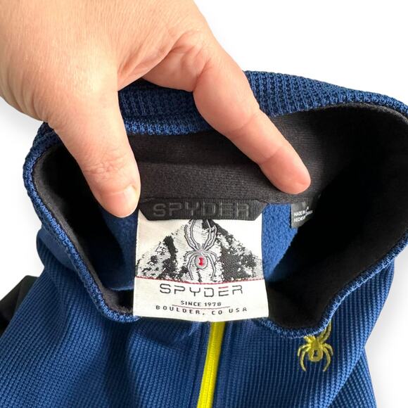 Spyder Electric Blue Outbound Half Half Zip Fleece Lined Pullover Men's Size L - Picture 10 of 13